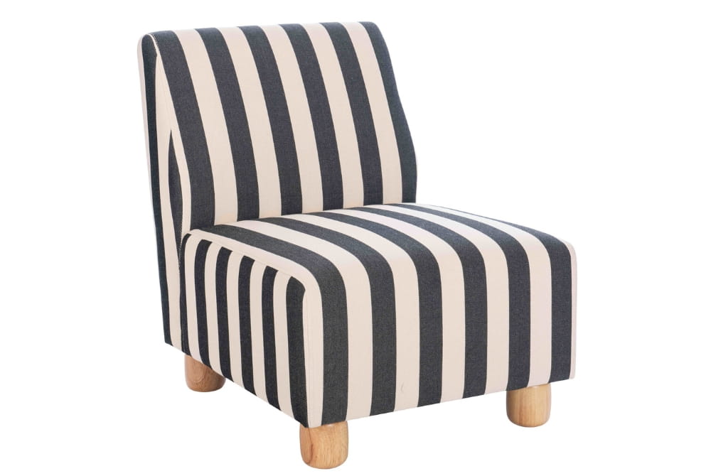 The Promenade Black and White Stripe Armless Chair with Wooden Feet
