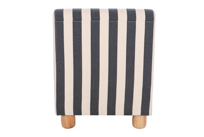 The Promenade Black and White Stripe Armless Chair with Wooden Feet