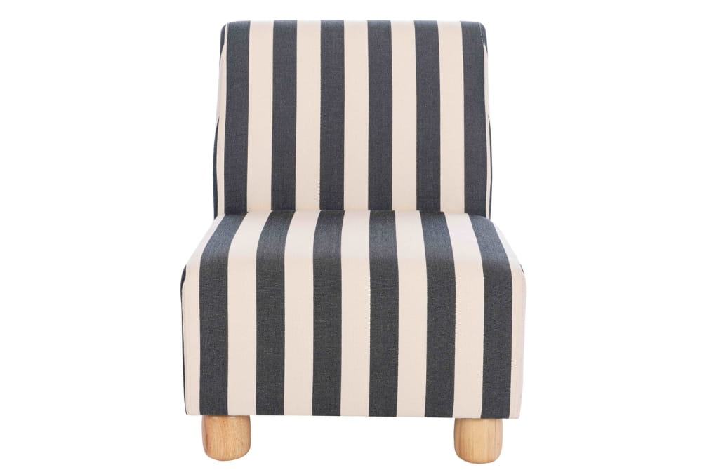 The Promenade Black and White Stripe Armless Chair with Wooden Feet