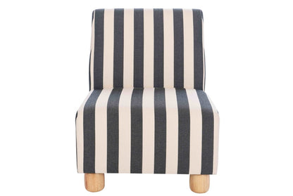 The Promenade Black and White Stripe Armless Chair with Wooden Feet