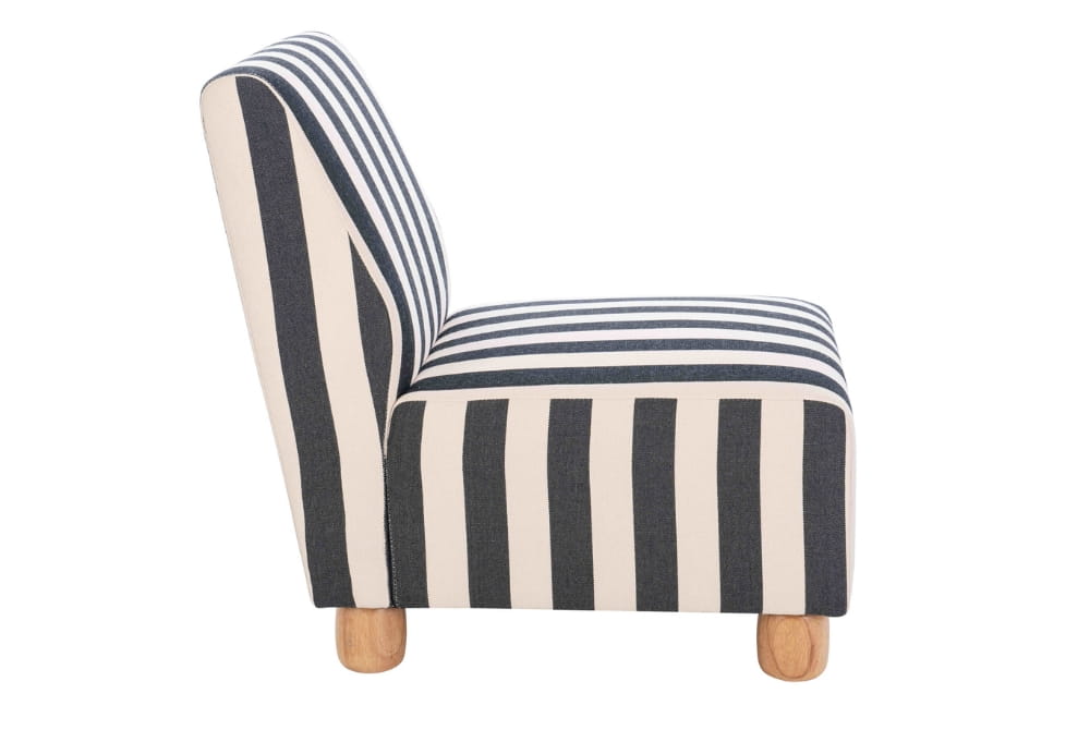 The Promenade Black and White Stripe Armless Chair with Wooden Feet
