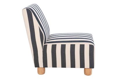 The Promenade Black and White Stripe Armless Chair with Wooden Feet