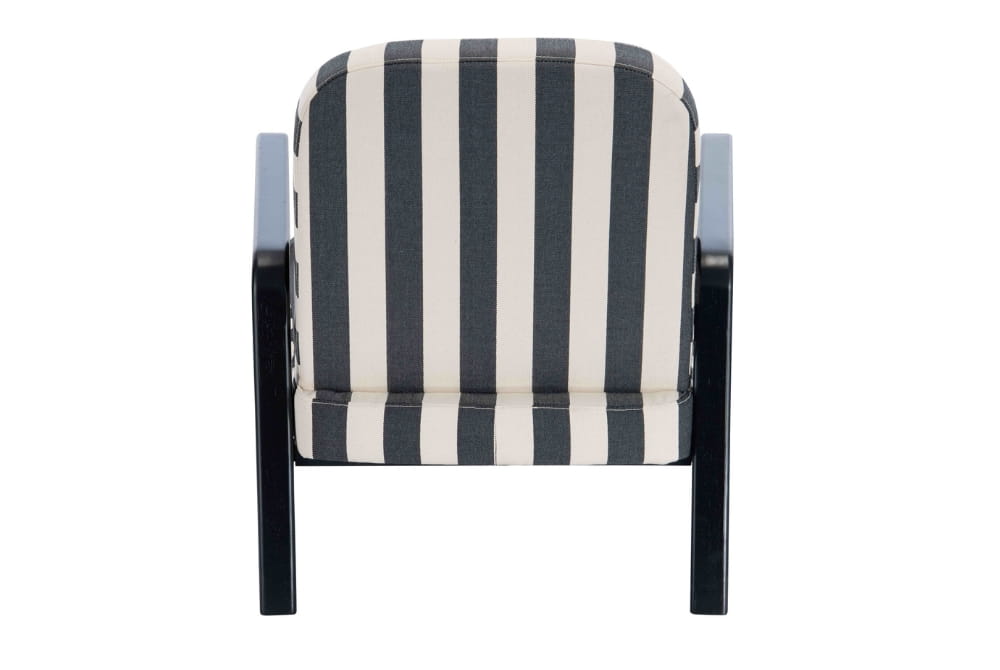 The Seafarer Black and White Stripe Armchair with Wooden Frame