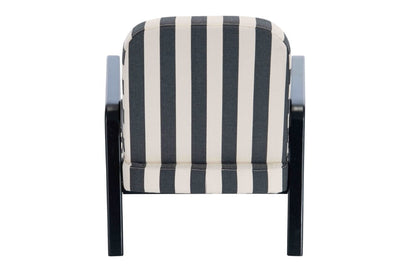 The Seafarer Black and White Stripe Armchair with Wooden Frame