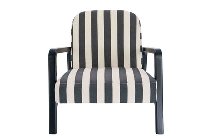 The Seafarer Black and White Stripe Armchair with Wooden Frame