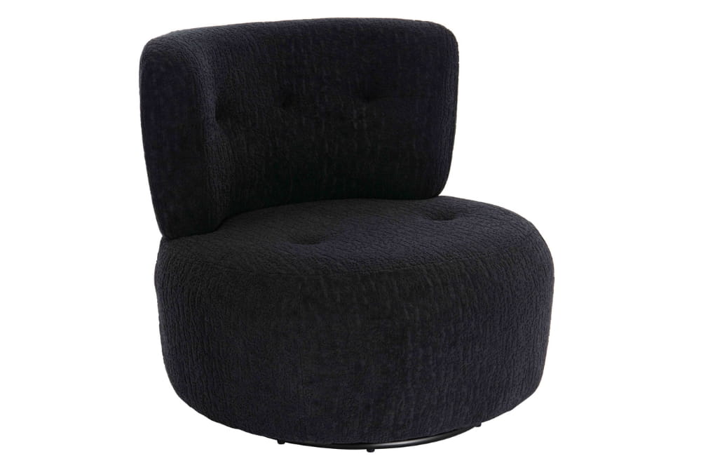The Shadow Black Textured Curved Swivel Lounge Chair