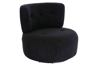 The Shadow Black Textured Curved Swivel Lounge Chair