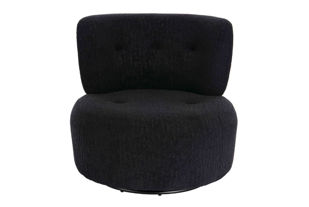 The Shadow Black Textured Curved Swivel Lounge Chair