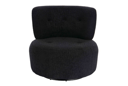 The Shadow Black Textured Curved Swivel Lounge Chair