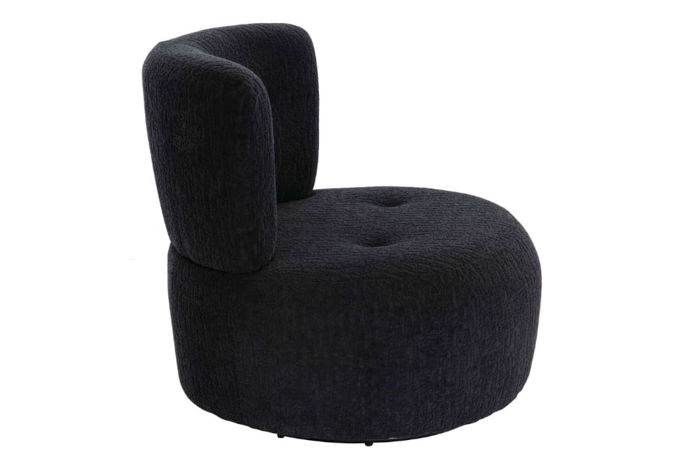 The Shadow Black Textured Curved Swivel Lounge Chair