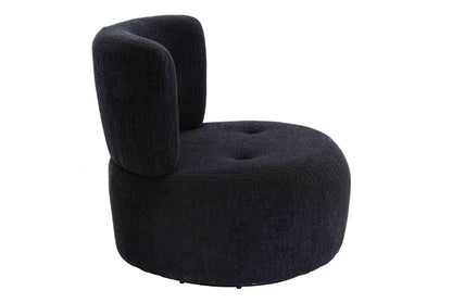 The Shadow Black Textured Curved Swivel Lounge Chair
