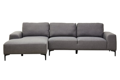 Toulon 3 Seat Grey Fabric Left Chaise Sofa