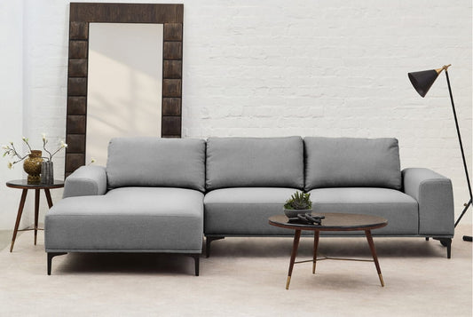 Toulon 3 Seat Grey Fabric Left Chaise Sofa