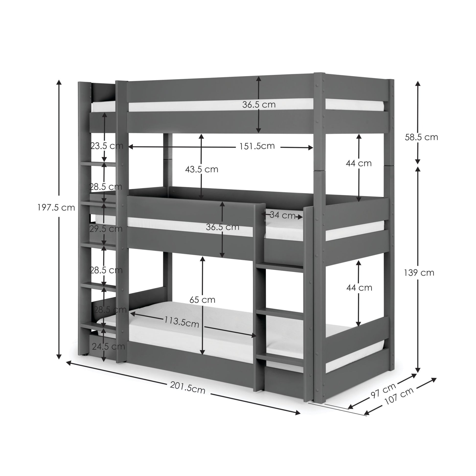 Trio Bunk Bed Anthracite