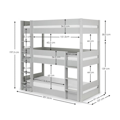Trio Bunk Bed Dove Grey