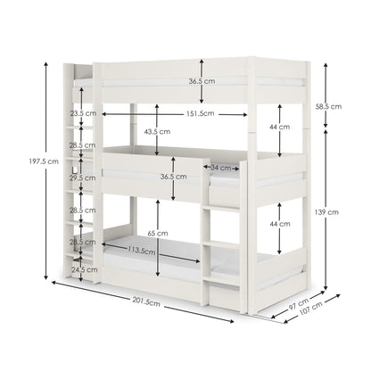 Trio Bunk Bed Surf White