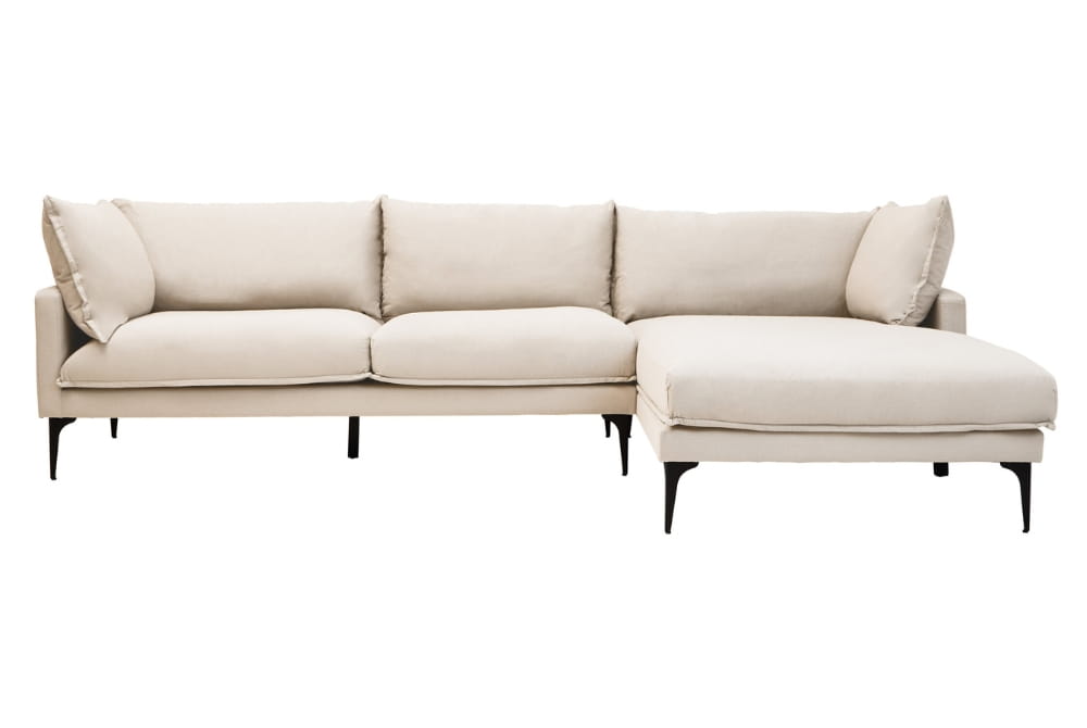 Troyes Cream Three Seat Right Chaise Sofa