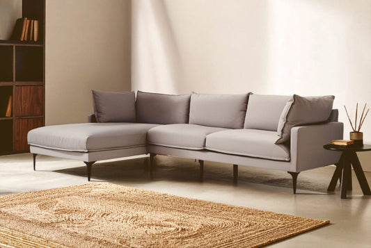Troyes Grey Three Seat Left Chaise Sofa
