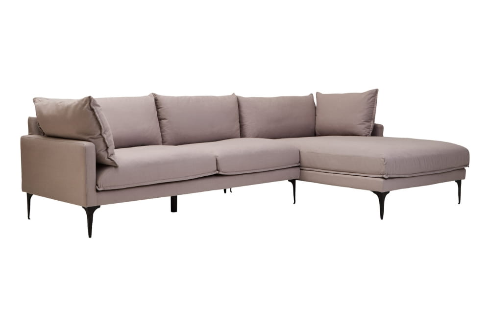  Troyes Grey Three Seat Right Chaise Sofa