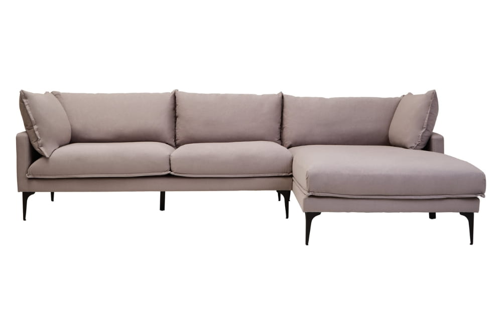  Troyes Grey Three Seat Right Chaise Sofa