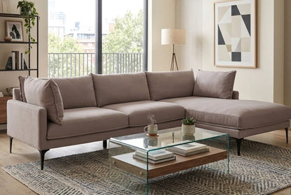  Troyes Grey Three Seat Right Chaise Sofa