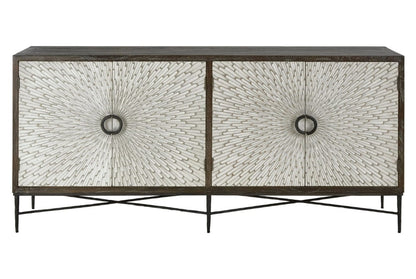 Valencia Grey Wash Recycled Elm Wood 4 Door Sideboard