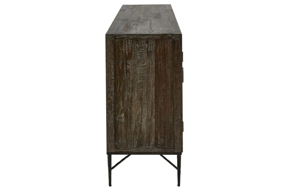 Valencia Grey Wash Recycled Elm Wood 4 Door Sideboard