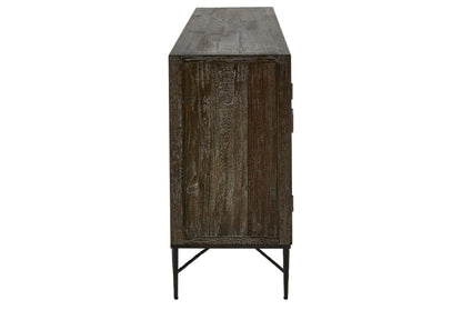 Valencia Grey Wash Recycled Elm Wood 4 Door Sideboard