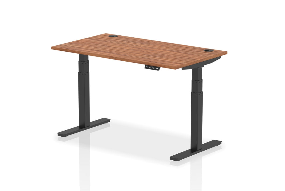 Air Height Adjustable Walnut Desk With Cable Ports