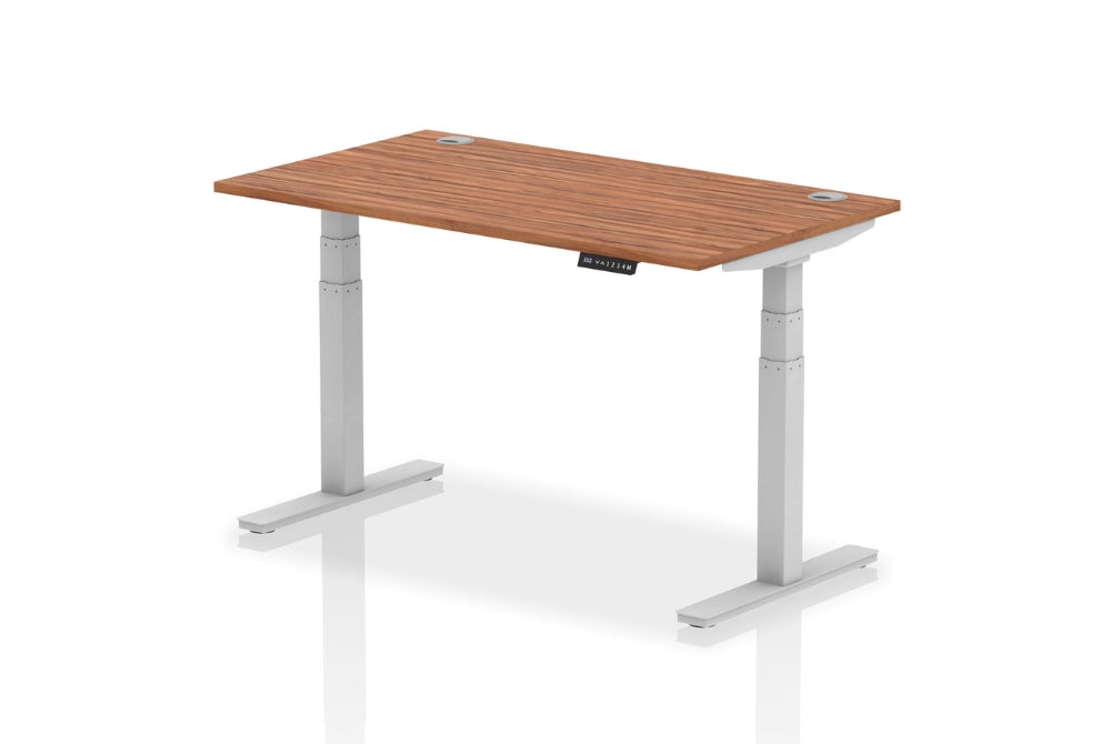 Air Height Adjustable Walnut Desk With Cable Ports