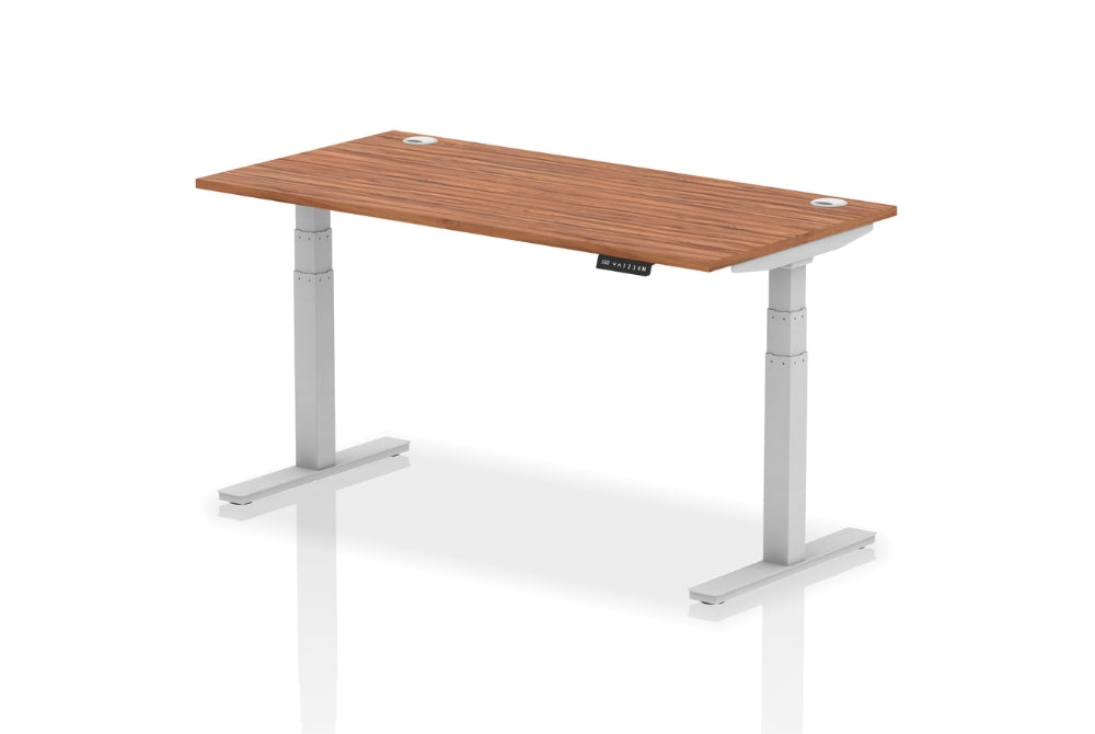 Air Height Adjustable Walnut Desk With Cable Ports
