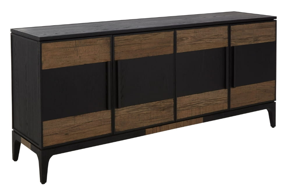 Waverley Black and Natural Oak Wood 4 Door Sideboard
