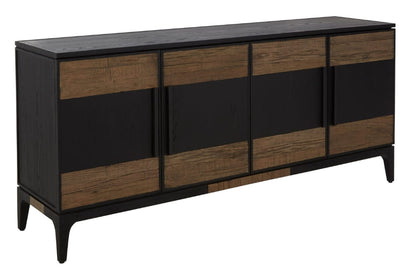 Waverley Black and Natural Oak Wood 4 Door Sideboard