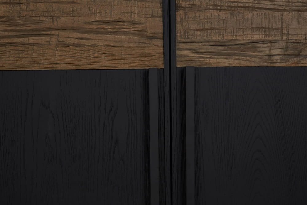 Waverley Black and Natural Oak Wood 4 Door Sideboard