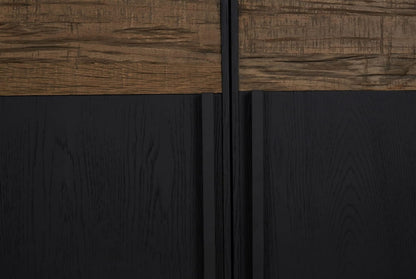 Waverley Black and Natural Oak Wood 4 Door Sideboard