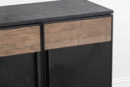 Waverley Black and Natural Oak Wood 4 Door Sideboard
