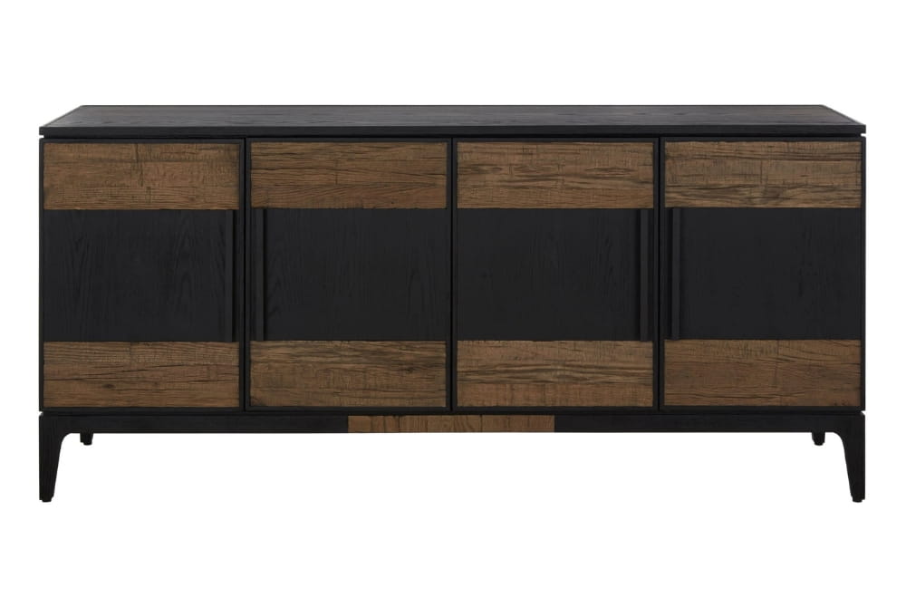 Waverley Black and Natural Oak Wood 4 Door Sideboard