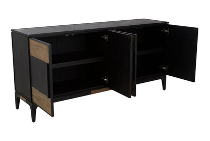 Waverley Black and Natural Oak Wood 4 Door Sideboard