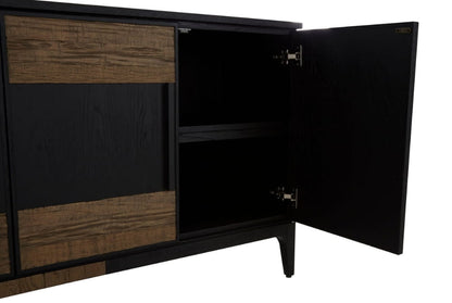 Waverley Black and Natural Oak Wood 4 Door Sideboard