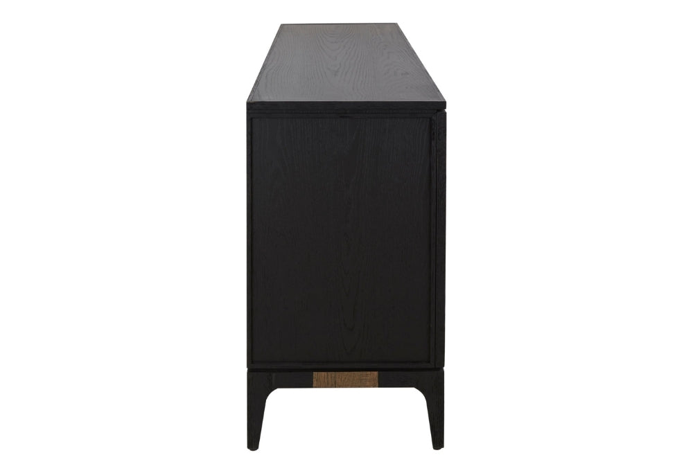 Waverley Black and Natural Oak Wood 4 Door Sideboard