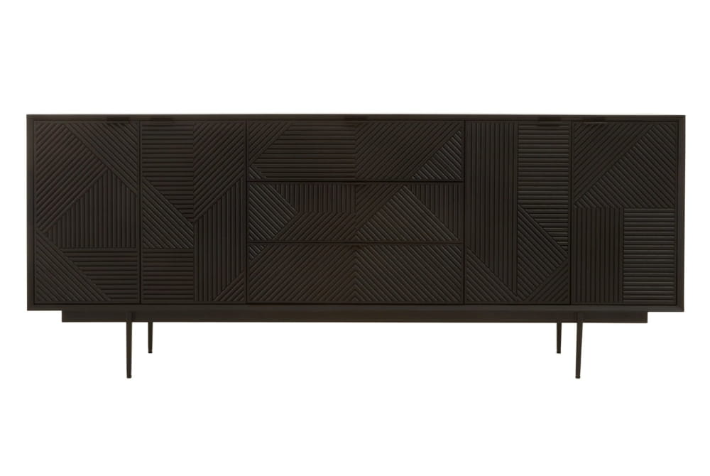 Westbourne Black Finish Sideboard with 4 Doors and 3 Drawers