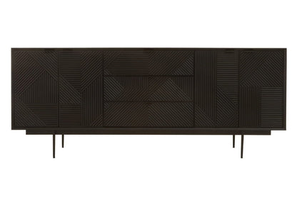Westbourne Black Finish Sideboard with 4 Doors and 3 Drawers