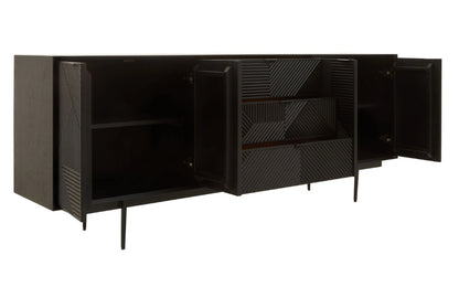 Westbourne Black Finish Sideboard with 4 Doors and 3 Drawers