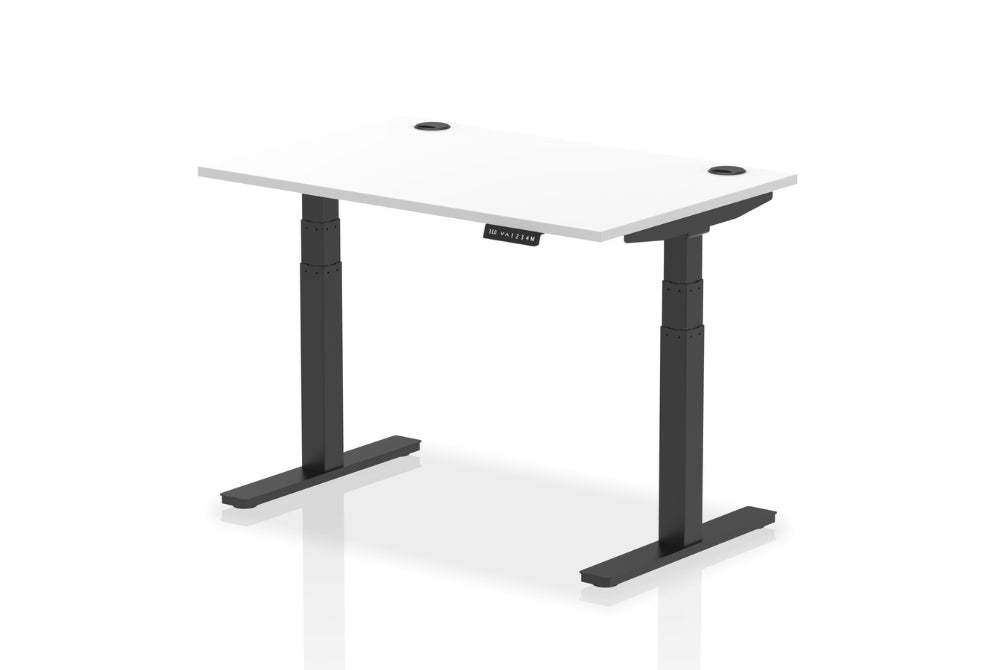 Air Height Adjustable White Desk With Cable Ports