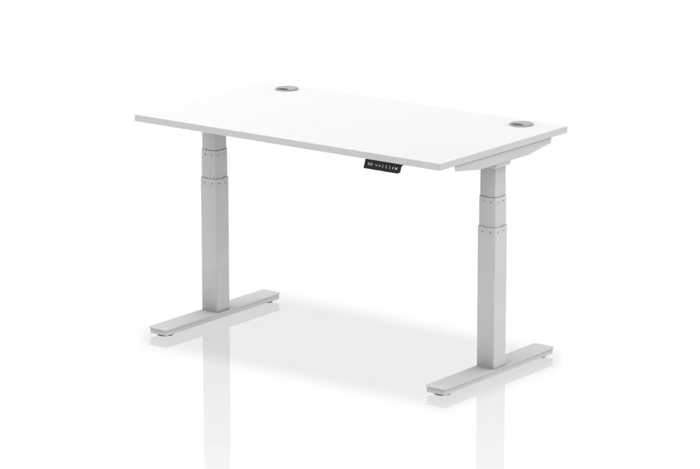 Air Height Adjustable White Desk With Cable Ports