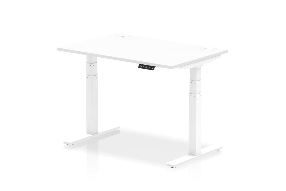 Air Height Adjustable White Desk With Cable Ports