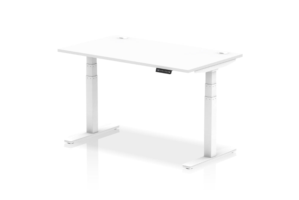 Air Height Adjustable White Desk With Cable Ports