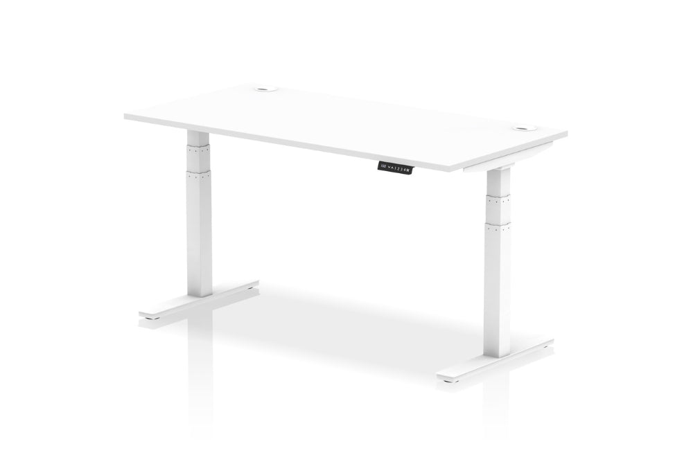 Air Height Adjustable White Desk With Cable Ports