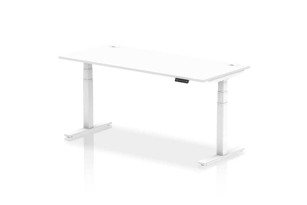 Air Height Adjustable White Desk With Cable Ports