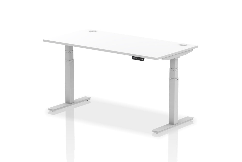 Air Height Adjustable White Desk With Cable Ports
